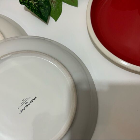 COPY - Rachael Ray Rise Red Salad Lunch Plates Stoneware 9" set of 3 P4 - Picture 5 of 6
